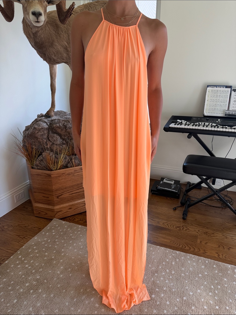 Elizabeth and James Halter Maxi Dress, sz M nwot